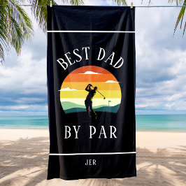 Serviette De Plage Meilleur papa Par Par Golfer Silhouette Noir Blanc