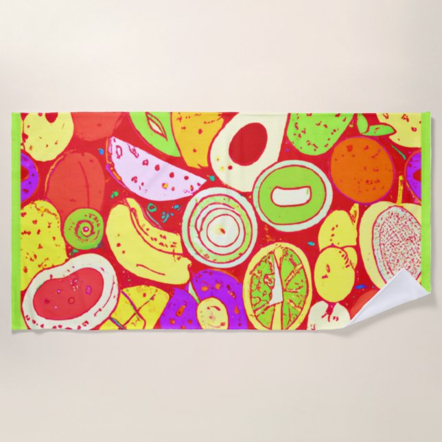 Serviette De Plage Mélanges étonnants de Motifs de fruits. Commandez  (Devant)