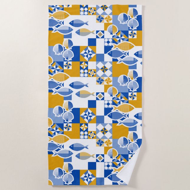 Serviette De Plage Mer et tuiles (Devant)