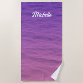 Serviette De Plage Mer Rose Et Violet Personnalisée