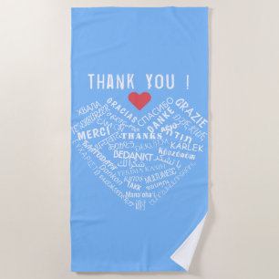 Serviette De Plage Merci Texte Blue Beach Towel Multilingual