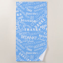 Serviette De Plage Merci Texte multilingue Blue Beach Towel