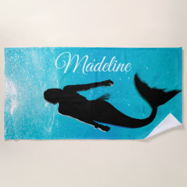 Serviette De Plage Mermaid Black Blue Ocean Summer Modern Beach