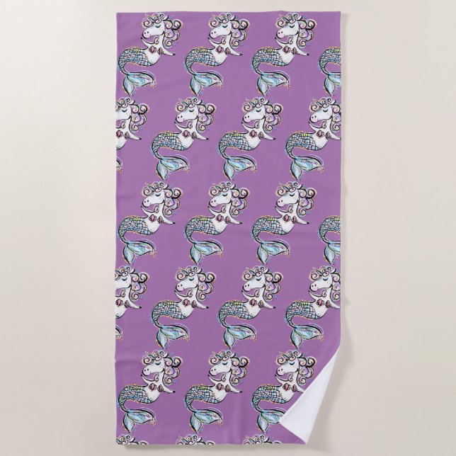 Serviette De Plage Mermaid Unicorn (Devant)