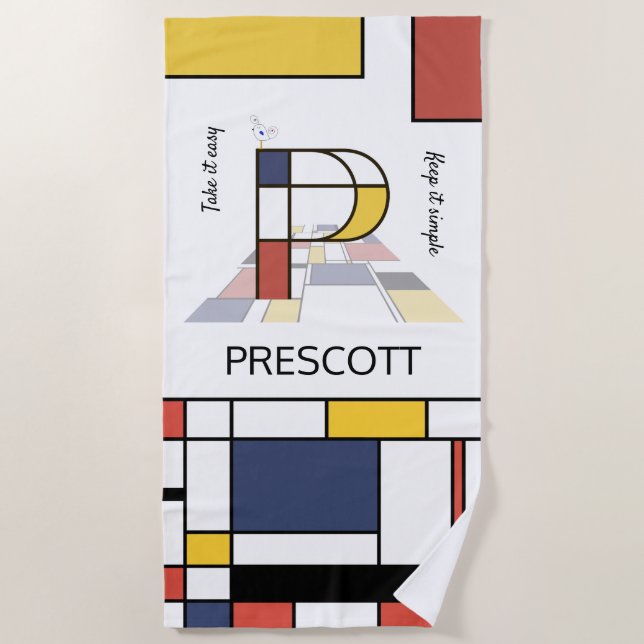 Serviette De Plage Merveilleux Neoplasticisme Art Monogramme. Lettre  (Devant)