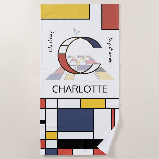 Serviette De Plage Merveilleux Neoplasticisme Art Monogramme. Lettre  (Devant)