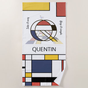 Serviette De Plage Merveilleux Neoplasticisme Art Monogramme. Lettre 