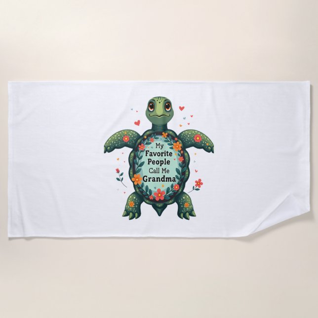 Serviette De Plage Mes Gens Préférés M'Appelent Grandma Turtle - Gran (Devant)