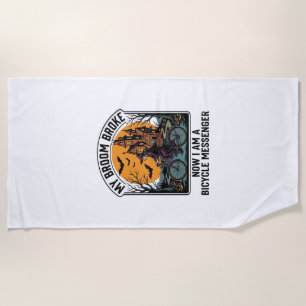 Serviette De Plage Messager de vélo Halloween drôle balai de sorcière