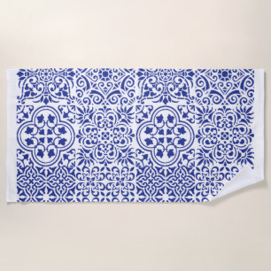 Serviette de plage mexicaine en tuiles bleues