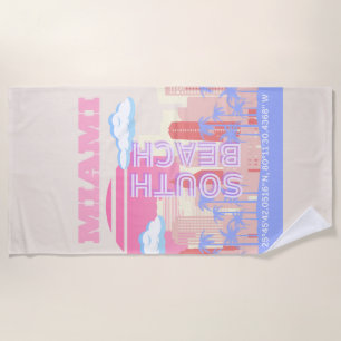 Serviette De Plage Miami Beach, Miami Art de Voyage, Chambre Préppy,