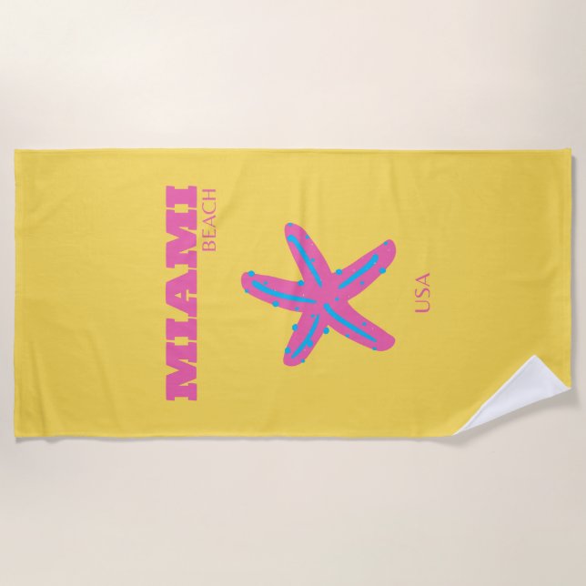 Serviette De Plage Miami, Miami Beach, Travel Art (Devant)