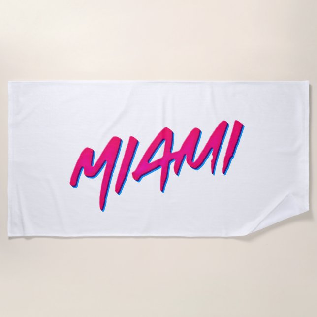 Serviette De Plage Miami Neon Couleurs Nouveau Style Rétro Minimalism (Devant)