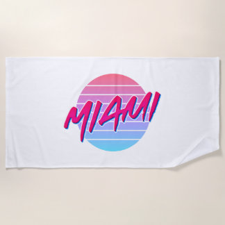 Serviette De Plage Miami Sunset Neon Couleurs Style Vintage
