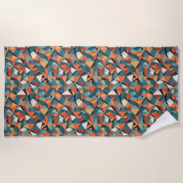 Serviette De Plage Mid-Century Geometric Teal & Orange Pattern