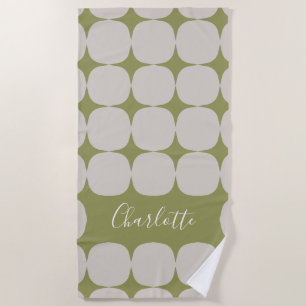 Serviette De Plage Mid Century Mod in Olive Green Personnalisé