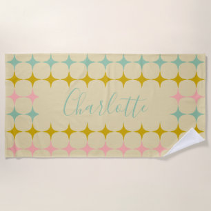Serviette De Plage Mid Century Mod Stars   Couleur Vintage personnali