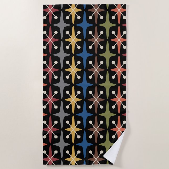 Serviette De Plage Mid Century Modern Starburst Pattern (Devant)