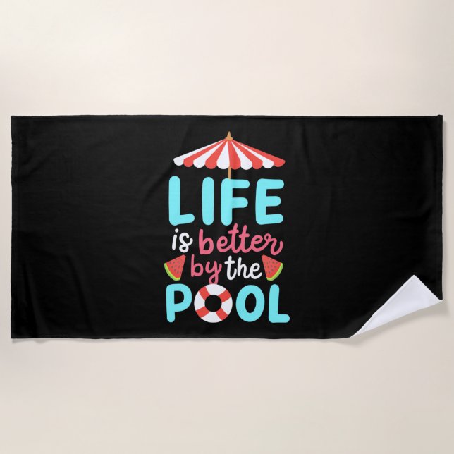 Serviette De Plage Mieux Vivre Au Bord De La Piscine (Devant)