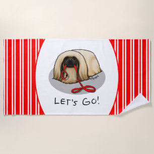 Serviette De Plage Mignon Allons-y ! Promener un chien Pékinois (masq
