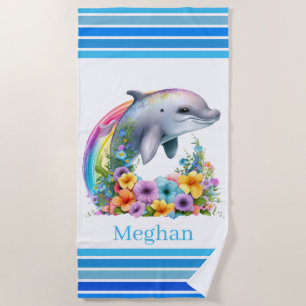 Serviette De Plage mignon amoureux dauphins ajouter nom