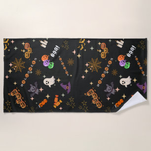 Serviette De Plage Mignon Kawaii Halloween Dessins Motif Effrayant Pl