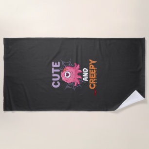 Serviette De Plage Mignon Monstre Rose Créatif Halloween Toile D'arai
