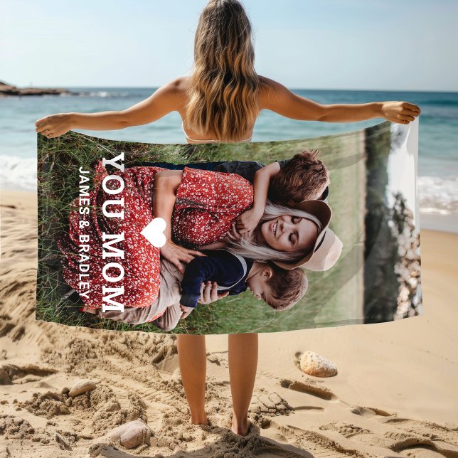 Serviette De Plage Mignonne COEUR T'AIME MÈRE Fête des Mères Photo (Créateur téléchargé)