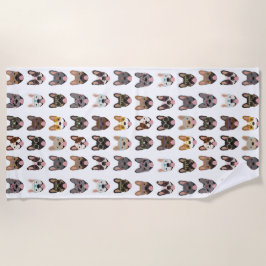 Serviette De Plage Mignons Bulldogs français portant des lunettes