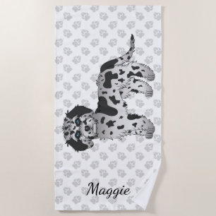 Serviette De Plage Mini Goldendoodle bleu merle Chien de dessin animé