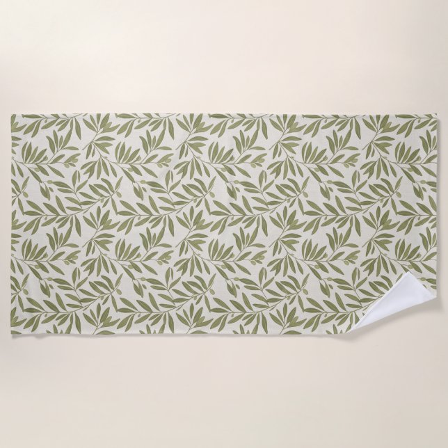 Serviette De Plage Minimal Olive Branch Pattern (Devant)