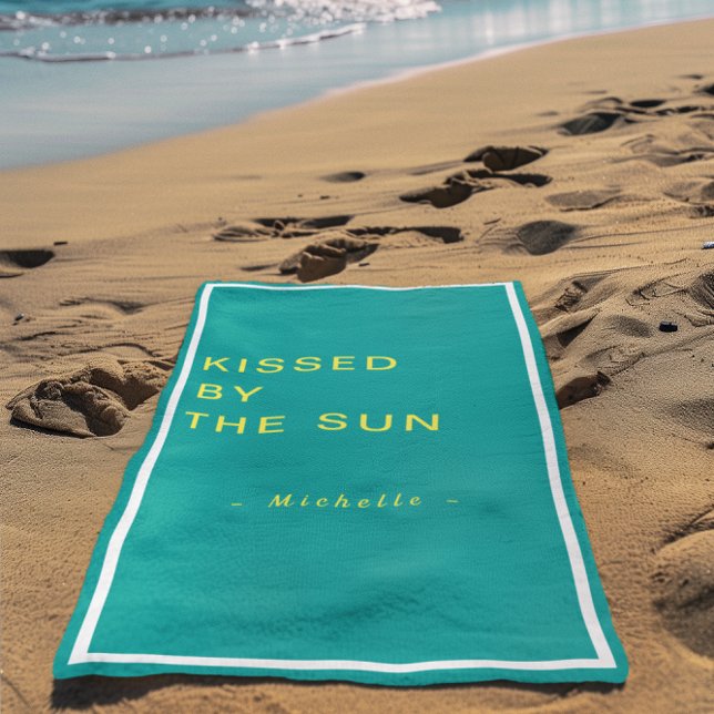 Serviette De Plage Minimalist Personalized Kissed by the Sun (Créateur téléchargé)