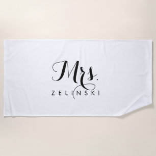 Serviette de plage minimaliste calligraphie script