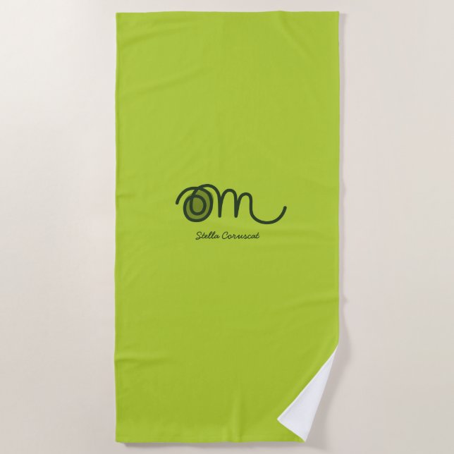Serviette De Plage Minimaliste Om Manuscrit Personnalisé (Devant)