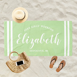 Serviette De Plage Mint Green Girls Weekend Nom personnalisé