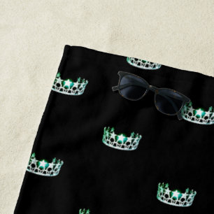 Serviette De Plage Miss USA Silver Turquoise Crown Beach Towel