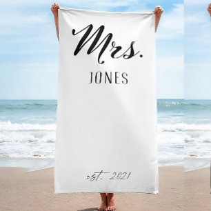 Serviette De Plage Mme Mr. Honeymoon Cadeau, Juste Marié Cadeau Perso