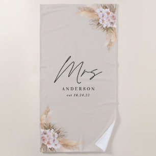 Serviette De Plage Mme pampas séché botanique mariage élégant
