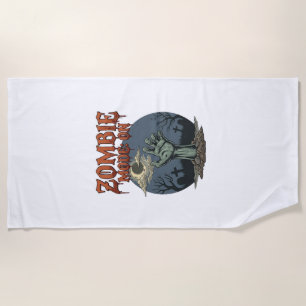 Serviette De Plage Mode Zombie Halloween Main Lune Cimetière_1