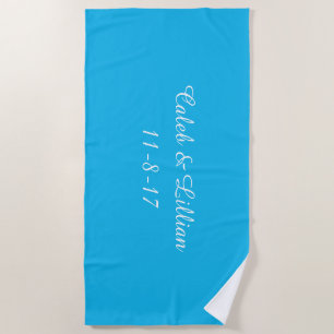 Serviette De Plage Modèle bleu de mariage de plage de réception au
