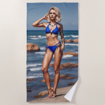 Modèle de plage pose en bikini Beach Towel