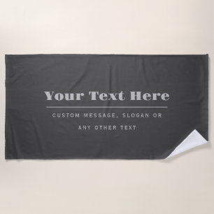 Serviette De Plage Modèle de texte rétro-moderne modifiable Gris ch