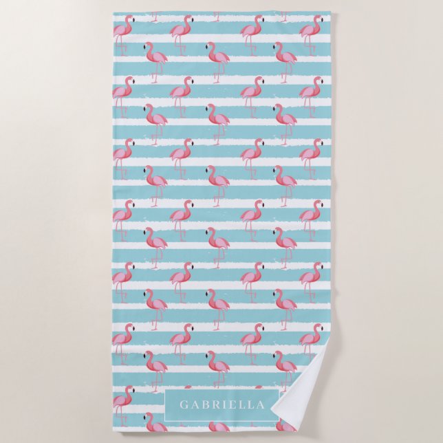 Serviette De Plage Modèle Flamingo rose mou (Devant)