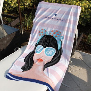 Serviette De Plage Moderne branché California Beach Beauté Babe
