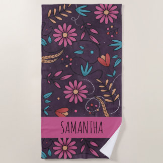 Serviette De Plage Moderne Cute Big Floral Modèle Personnalisé