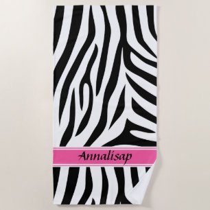 Serviette De Plage Moderne designer personnalisé zèbre strié Dames