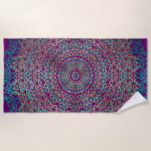 Serviette De Plage Moderne et élégant élégant Mandala Boho foncé viol