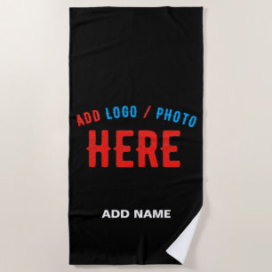 SERVIETTE DE PLAGE MODERNE ET MODERNE PERSONNALISABLE NOIR VÉRIFIÉ
