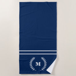 Serviette De Plage Moderne minimaliste Monogramme bleu marine