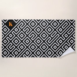 Serviette de plage moderne noir et blanc pour cade
